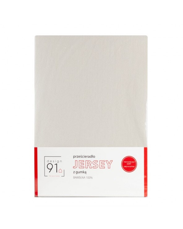 Prześcieradło wysokie bawełna jersey 120x200x25 z gumką beżowe