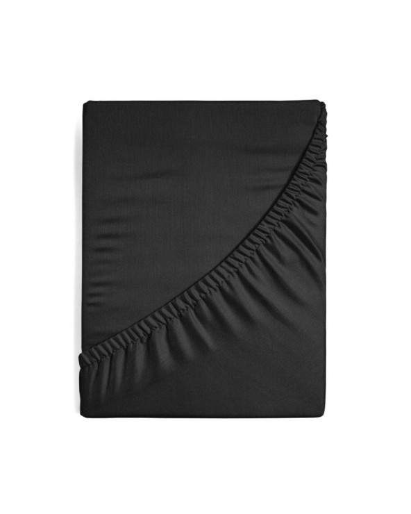 Prześcieradło wysokie bawełna jersey 120x200x25 z gumką czarne 
