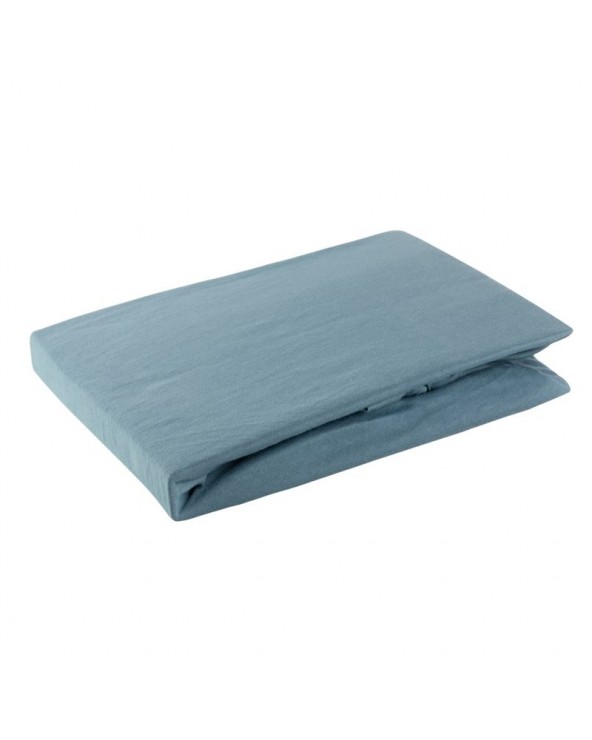 Prześcieradło wysokie bawełna jersey 120x200x25 z gumką niebieskie