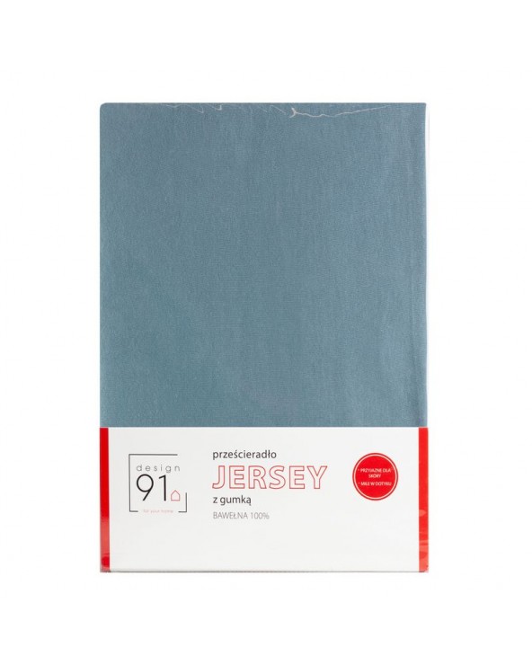 Prześcieradło wysokie bawełna jersey 120x200x25 z gumką niebieskie