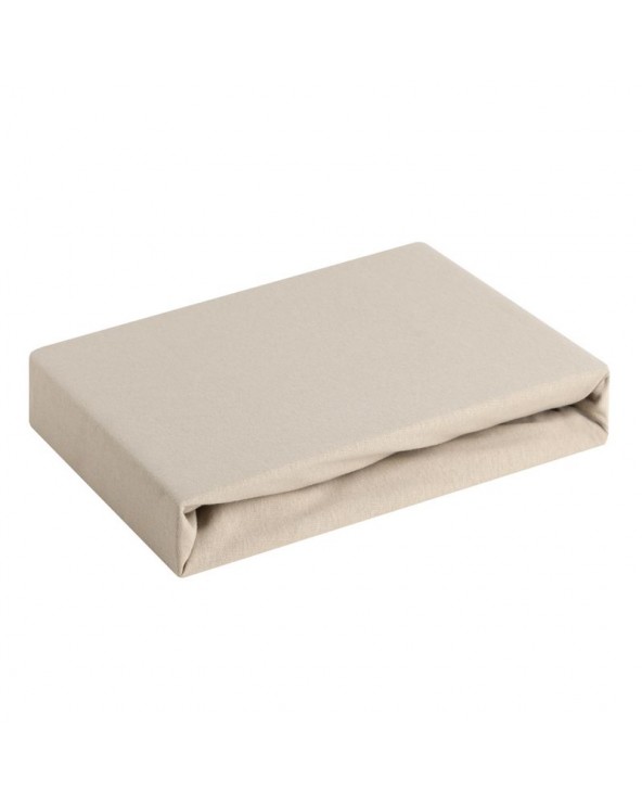 Prześcieradło wysokie bawełna jersey plus 140x200x25 z gumką beżowe