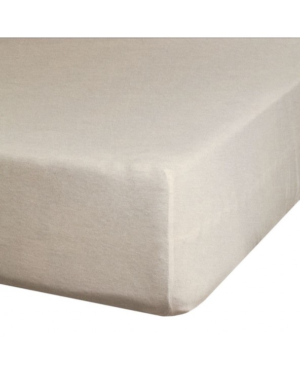 Prześcieradło wysokie bawełna jersey plus 140x200x25 z gumką beżowe