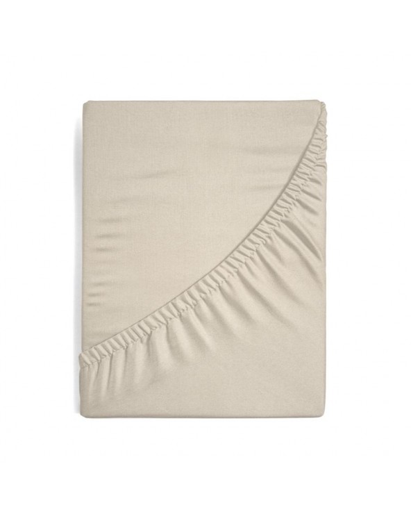 Prześcieradło wysokie bawełna jersey plus 140x200x25 z gumką beżowe