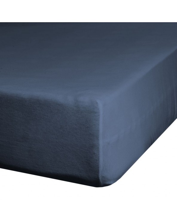 Prześcieradło wysokie bawełna jersey plus 140x200x30 z gumką granatowe