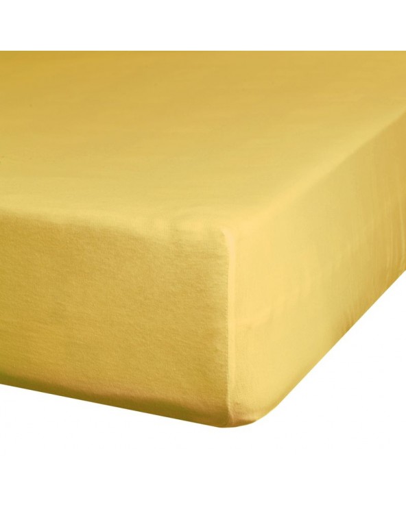 Prześcieradło wysokie bawełna jersey plus 160x200x30 z gumką musztardowe