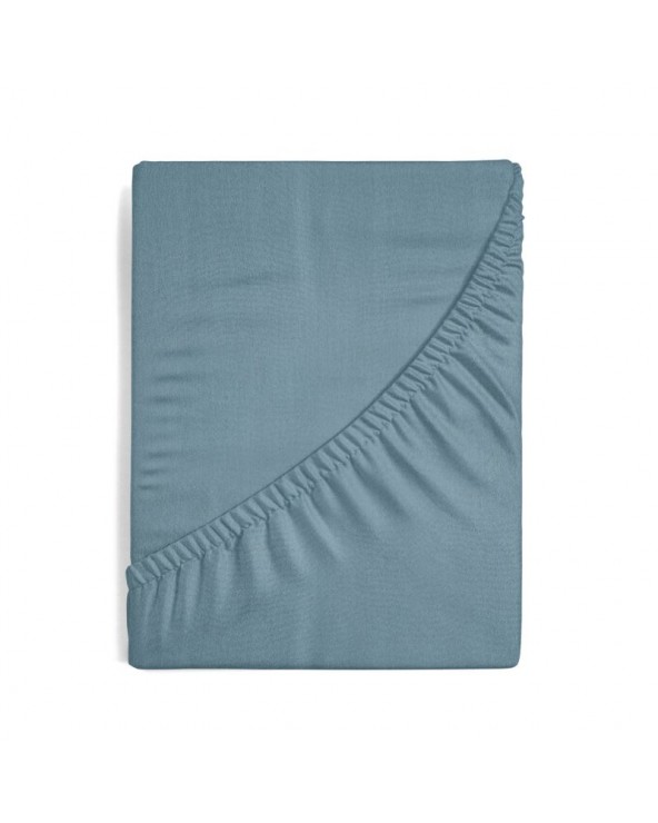 Prześcieradło wysokie bawełna jersey plus 160x200x30 z gumką niebieskie