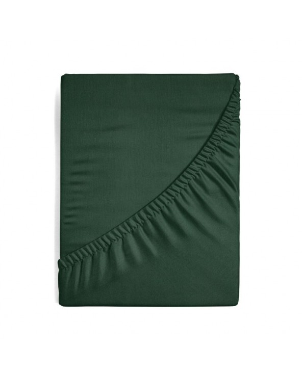 Prześcieradło wysokie bawełna jersey plus 180x200x30 z gumką ciemnozielone