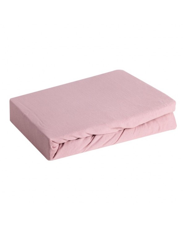 Prześcieradło wysokie bawełna jersey plus 180x200x30 z gumką pudrowe