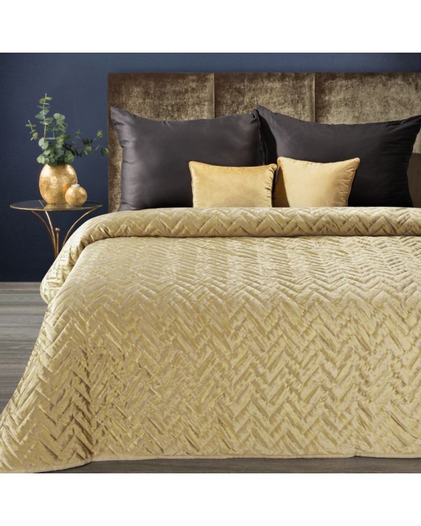 Narzuta velvet 220x240 Agata 1 beżowa/złota