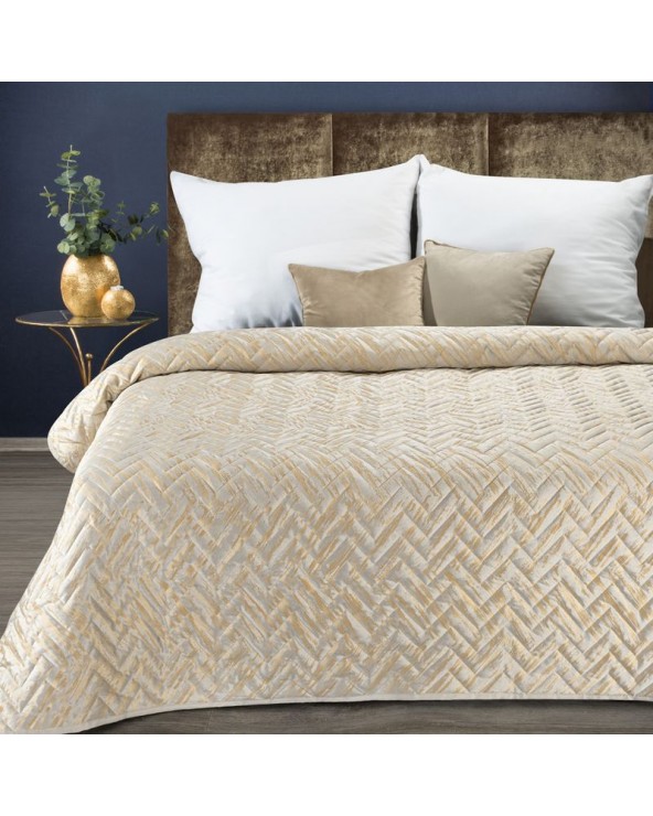 Narzuta velvet 220x240 Agata 1 kremowa/złota