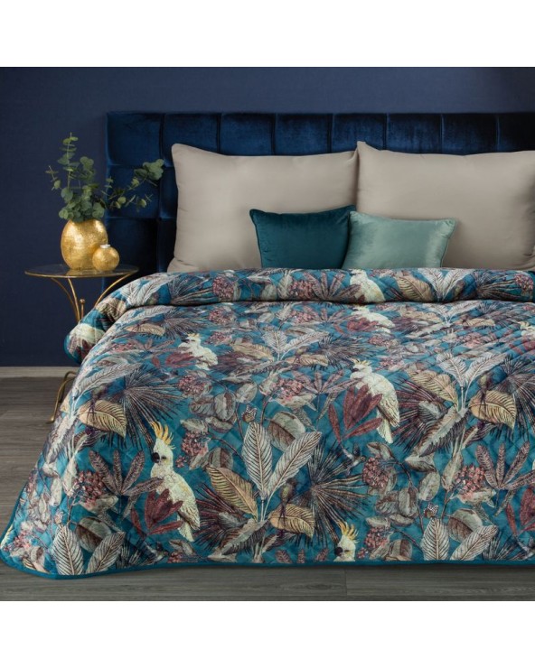 Narzuta velvet 170x210 Ara 1 turkusowa/popielata