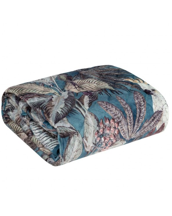 Narzuta velvet 170x210 Ara 1 turkusowa/popielata