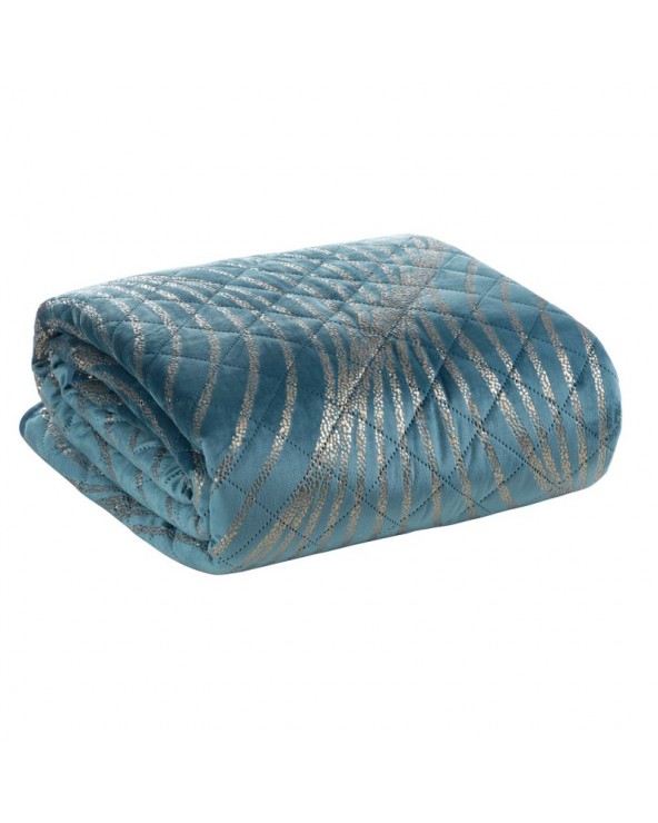 Narzuta velvet 220x240 Blanca 2 turkusowa/złota