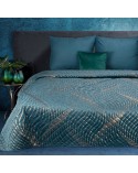 Narzuta velvet 230x260 Blanca 2 turkusowa/złota