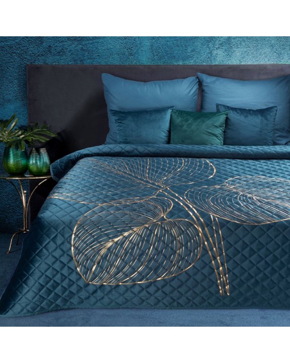 Narzuta velvet 170x210 Blanca 3 granatowa/złota