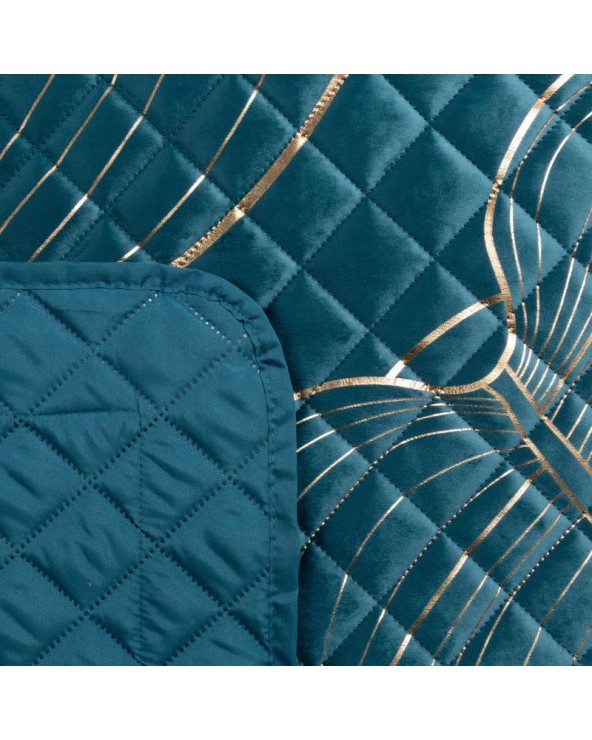 Narzuta velvet 170x210 Blanca 4 turkusowa/złota