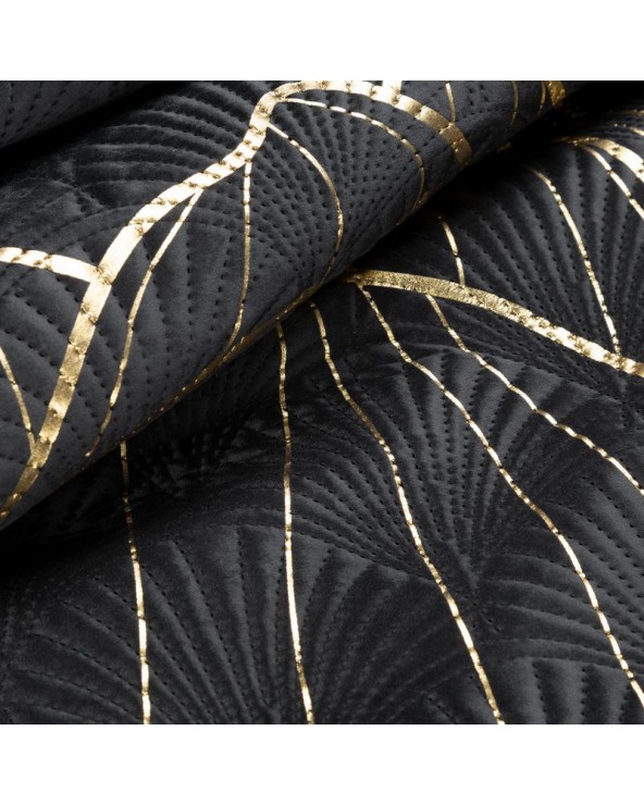 Narzuta velvet 170x210 Lotos 1 czarna/złota