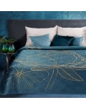 Narzuta velvet 220x240 Lotos 2 turkusowa/złota