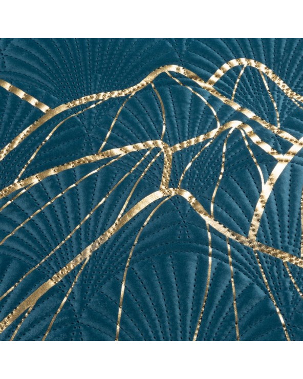 Narzuta velvet 220x240 Lotos 2 turkusowa/złota