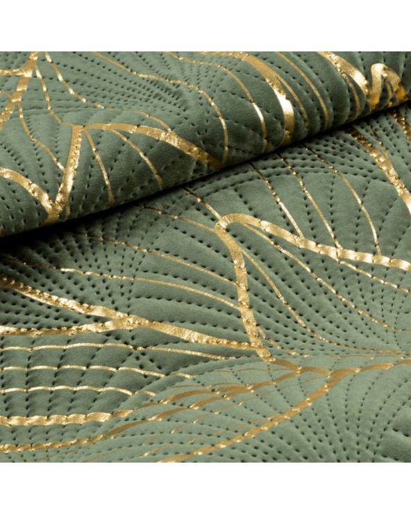 Narzuta velvet 170x210 Lotos 4 oliwkowa/złota