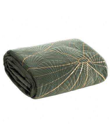Narzuta velvet 220x240 Lotos 4 oliwkowa/złota