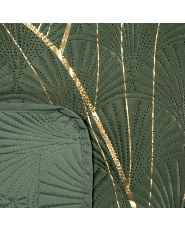 Narzuta velvet 220x240 Lotos 4 oliwkowa/złota