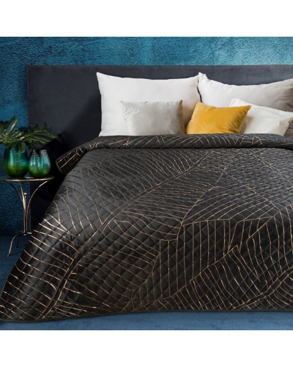 Narzuta velvet 220x240 Luna 1 czarna/złota