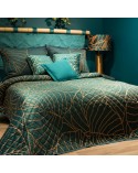 Narzuta velvet 170x210 Lili 2 turkusowa/beżowa