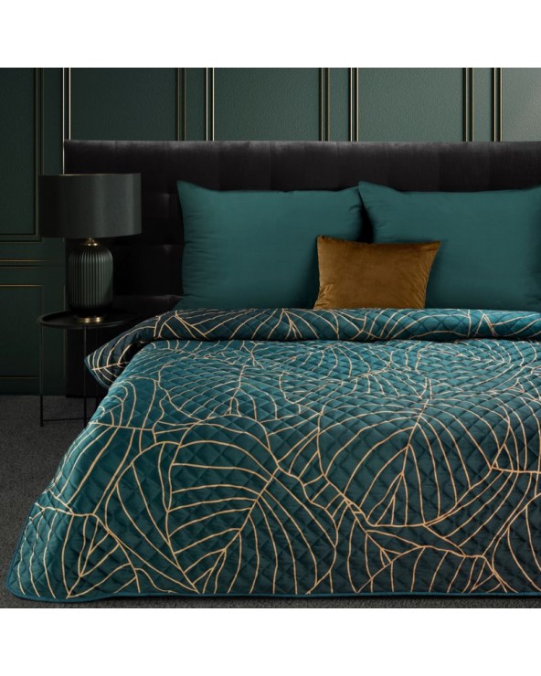 Narzuta velvet 220x240 Lili 2 turkusowa/beżowa