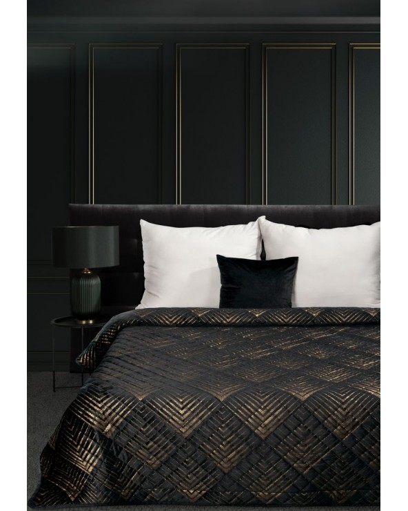 Narzuta velvet 170x210 Victoria 2 czarna/złota