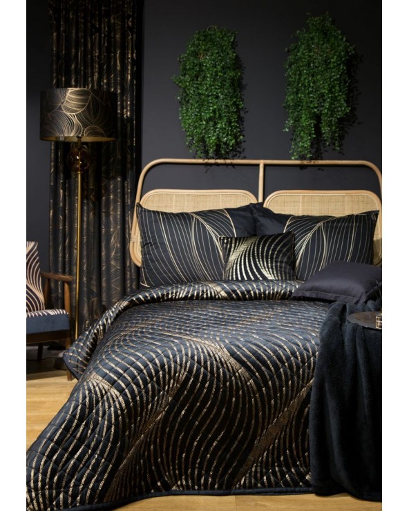 Narzuta velvet 230x260 Victoria 3 czarna/złota