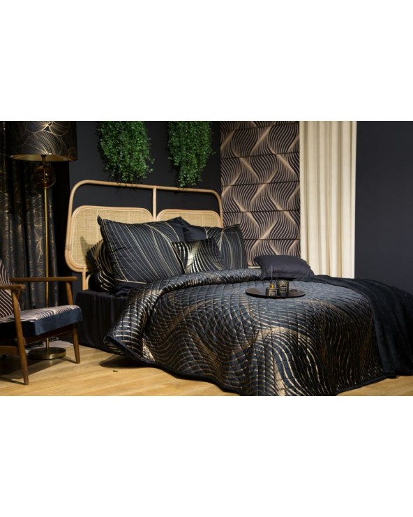 Narzuta velvet 230x260 Victoria 3 czarna/złota