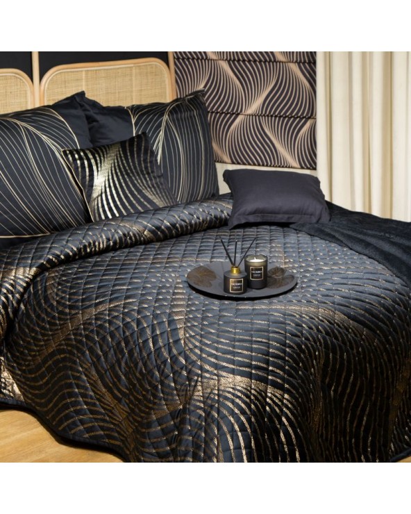 Narzuta velvet 230x260 Victoria 3 czarna/złota
