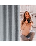Zasłona welwetowa 140x250 Lussi stalowa z przelotkami