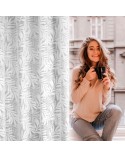 Zasłona welwetowa w liście 140x250 Nataly biała z przelotkami