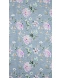 Zasłona w kwiaty 140x250 Flora srebrna/fioletowa z przelotkami