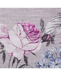Zasłona w kwiaty 140x270 Honey beżowa/fioletowa