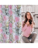 Zasłona w kwiaty 140x250 Nydia miętowa/różowa z przelotkami