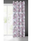 Zasłona w kwiaty 140x250 Sherry srebrna/różowa z przelotkami
