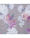 Zasłona w kwiaty 140x250 Sherry srebrna/różowa z przelotkami