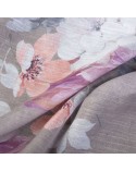 Zasłona w kwiaty 140x250 Sherry srebrna/różowa z przelotkami