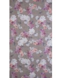 Zasłona w kwiaty 140x250 Sherry srebrna/różowa z przelotkami