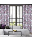 Zasłona w kwiaty 140x250 Sherry srebrna/różowa z przelotkami