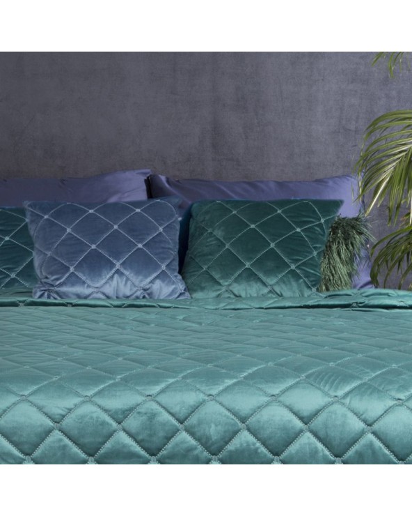 Poszewka velvet haftowana 45x45 Amareta ciemnoturkusowa