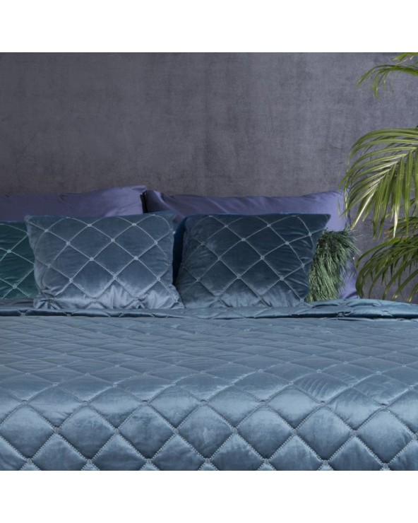 Poszewka velvet haftowana 45x45 Amareta niebieska