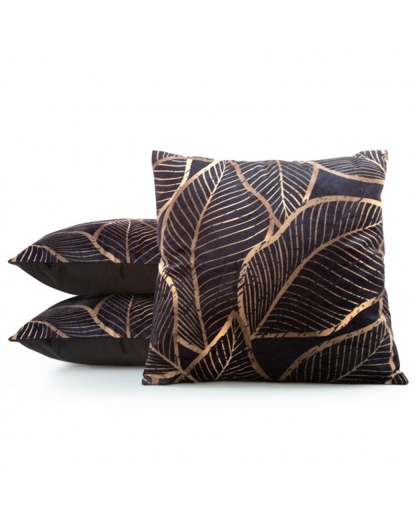 Poszewka velvet 45x45 Asteja czarna/beżowa