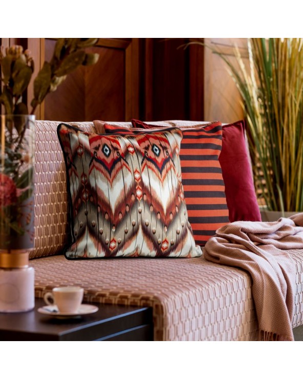 Poszewka velvet 45x45 Cebra 1 beżowa/bordowa