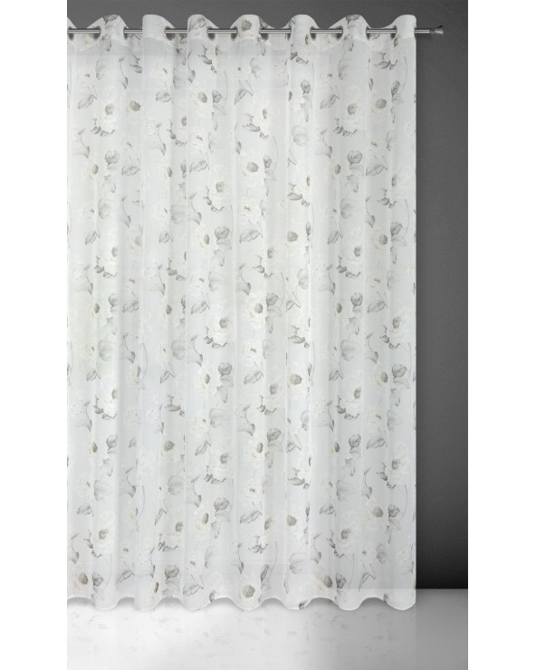 Firana 350x250 Bessy biała/oliwkowa z przelotkami