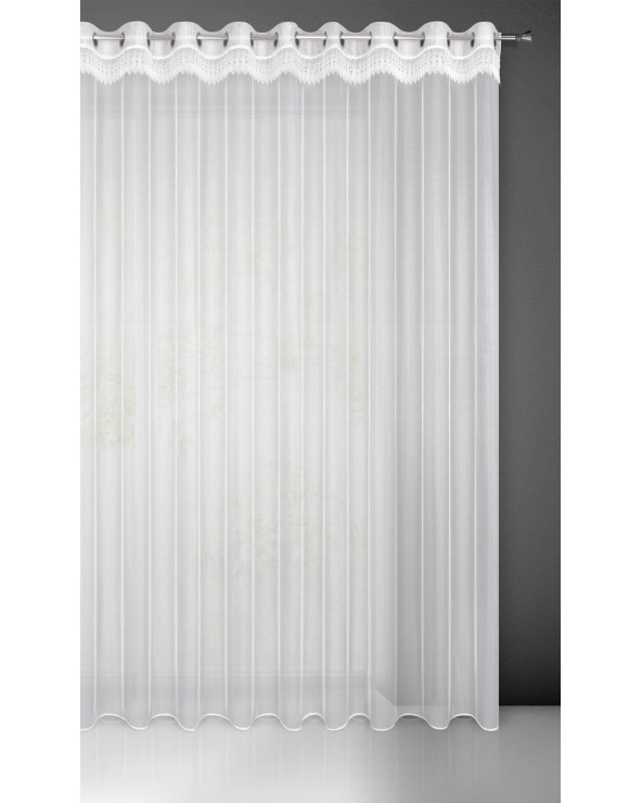 Firana z koronką 350x250 Sari 1 biała z przelotkami