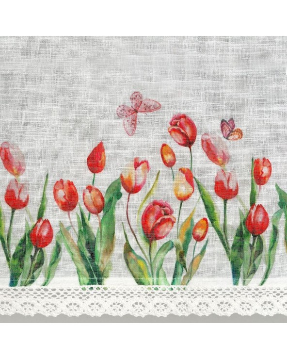 Zazdrostka z koronką 30x150 Stella biała/czerwona